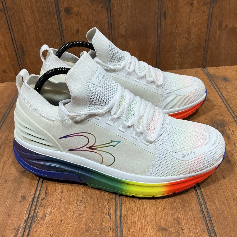 GDEFY VersoShock Orthotic Rainbow Sneaker MATeeM White/Rainbow Women's Size 10